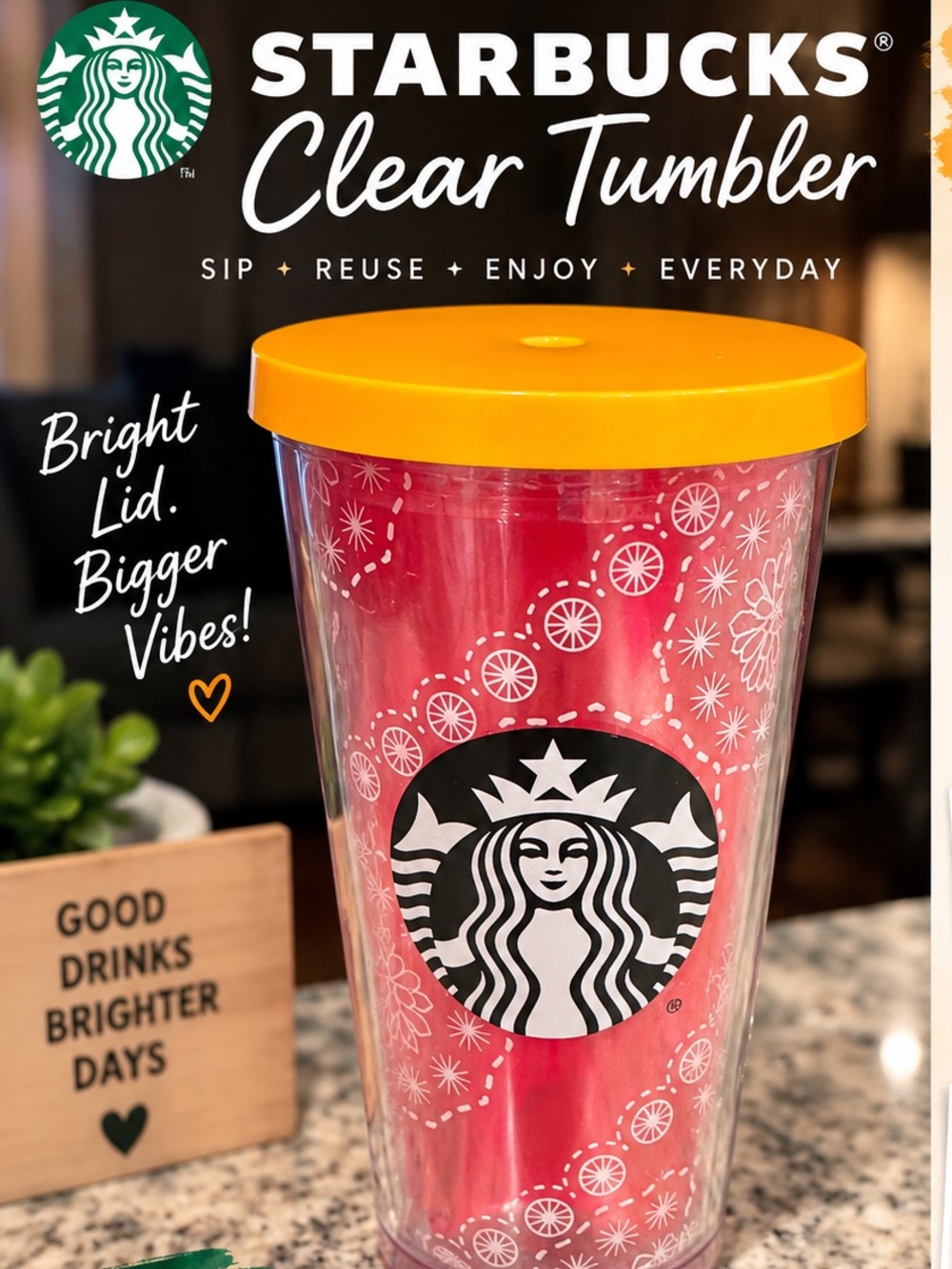 Starbucks Clear Tumbler NEW no straw